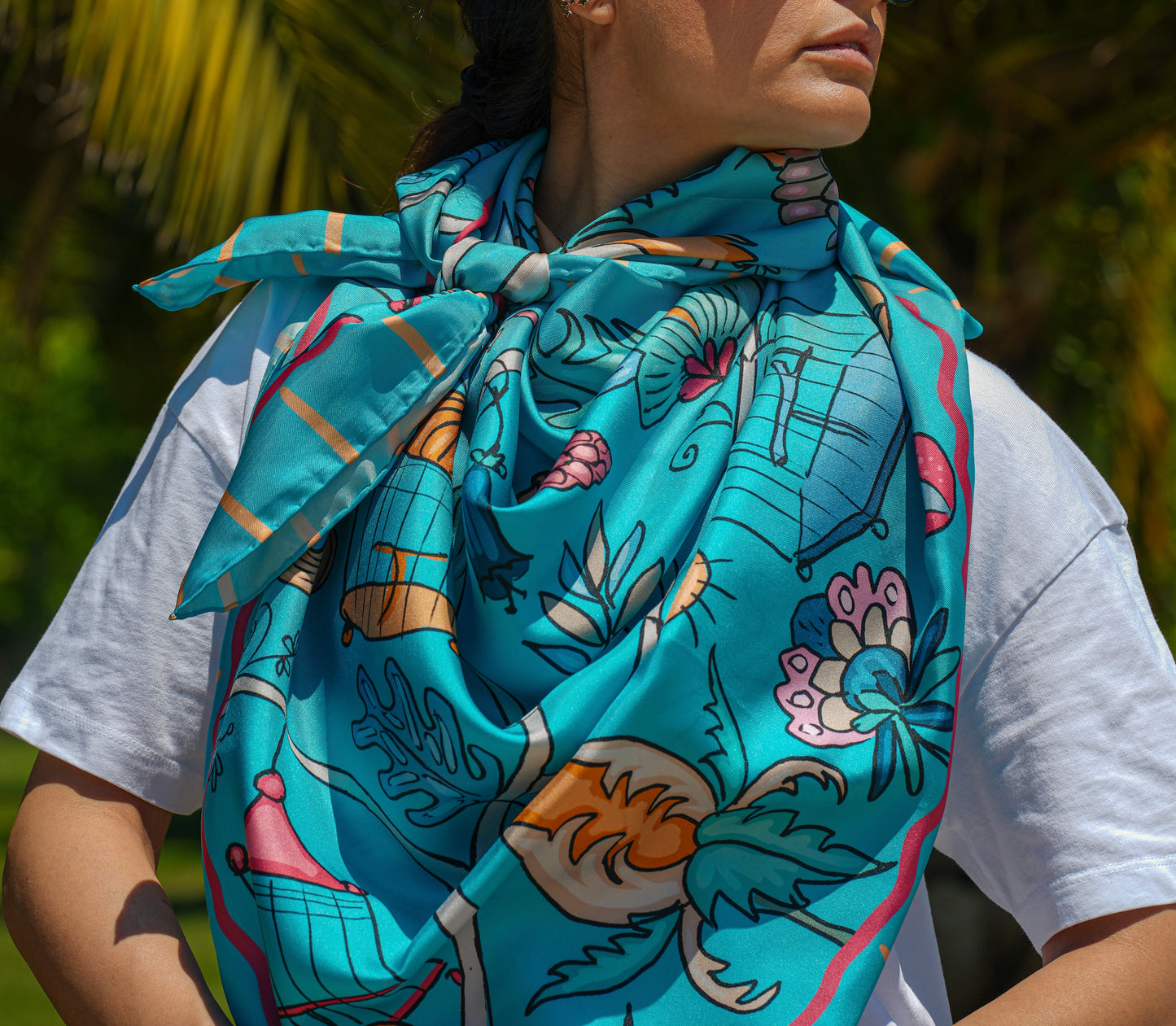 Silk Scarf 140cm Birdcage