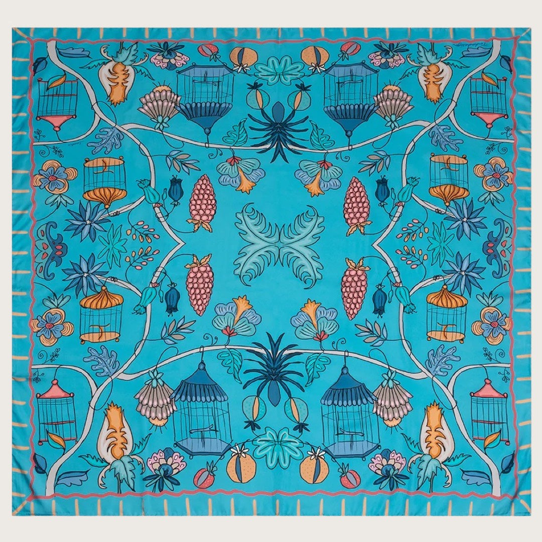 Silk Scarf 140 Bird Cage