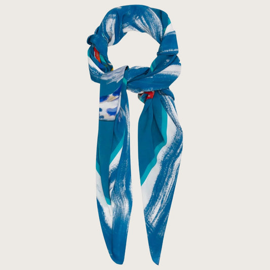 Crêpe de Chine Silk Scarf 140 Koi