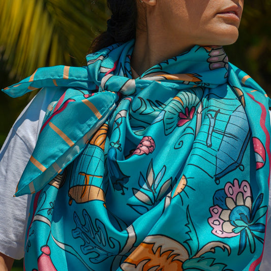 Silk Scarf 140 Bird Cage