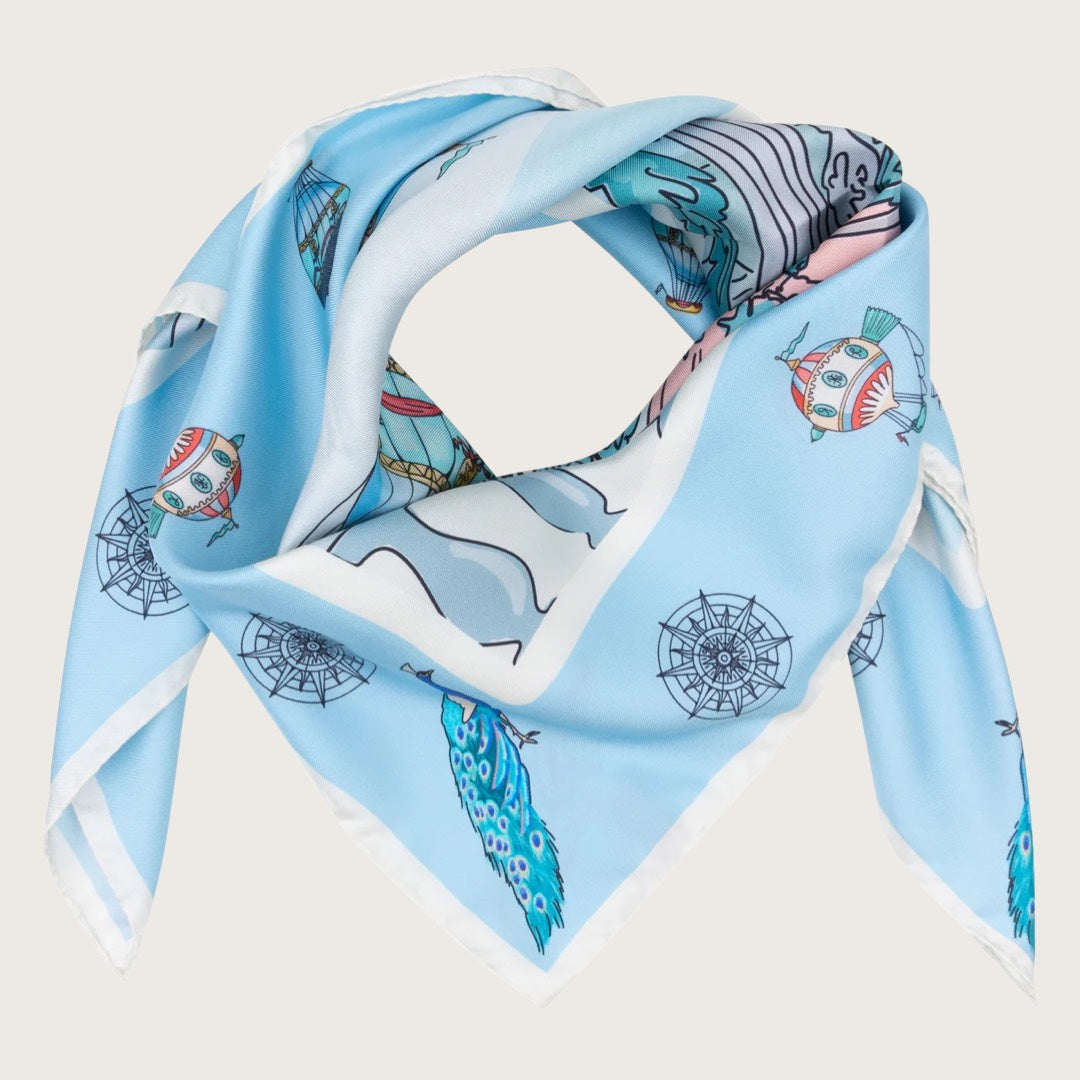 Silk Scarf 90 Peacock Garden