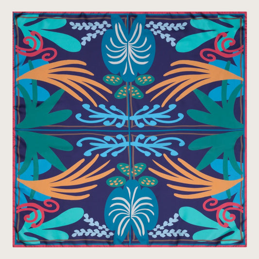 Silk Scarf 90 Jungle Leaves