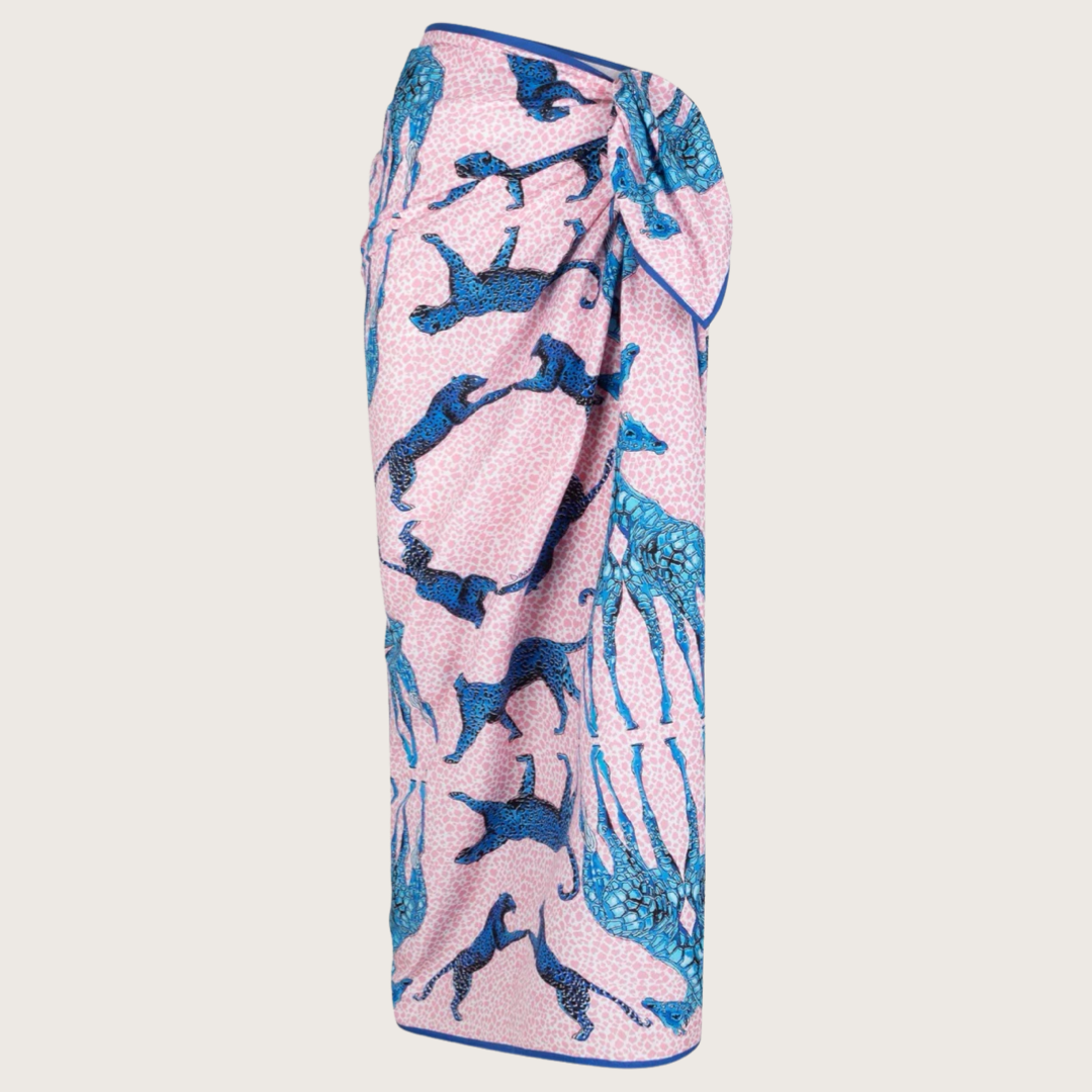 Cotton Sarong Blue Giraffe