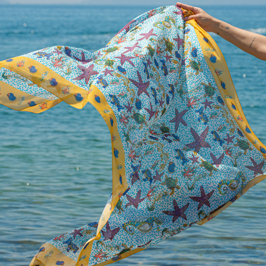 Silk/Cotton Sarong Sealife